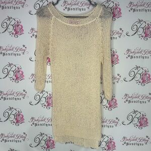 Sweet baby gal dress coverup beach long sleeve crochet Elegant Cream Sweater